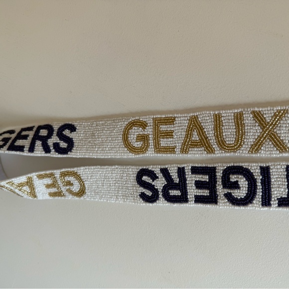 💜💛LSU Beaded Purse Handbag Strap Geaux Tigers 🤍💜 White Purple Gameday Gold - Picture 14 of 14